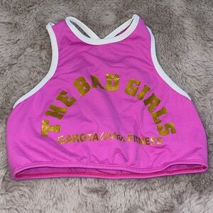 Pink and Gold Graphic Sports Bra